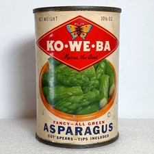 Ko-We-Ba Asparagus vintage can with paper label 10.5 oz empty Indianapolis IN