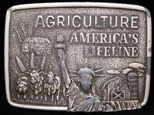 II01129 VINTAGE 1970s AGRICULTURE - AMERICA'S LIFELINE BUCKLE