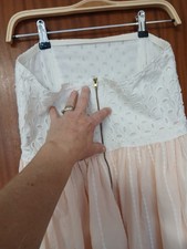h n cute dress with boned body and layered skirt in white and peach
