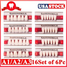 Dental Acrylic Resin upper/Lower Anterior Denture Teeth A1/A2/A3 16Set 6Pc 2Pack