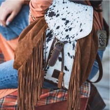 Sts Ranchwear Santana Brown Leather Cowhide Print Backpack