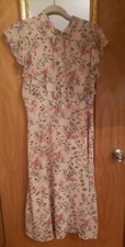Forever 21 Dress LARGEMock Neck Flutter Sleeve Midi Lined Spring Floral Pretty
