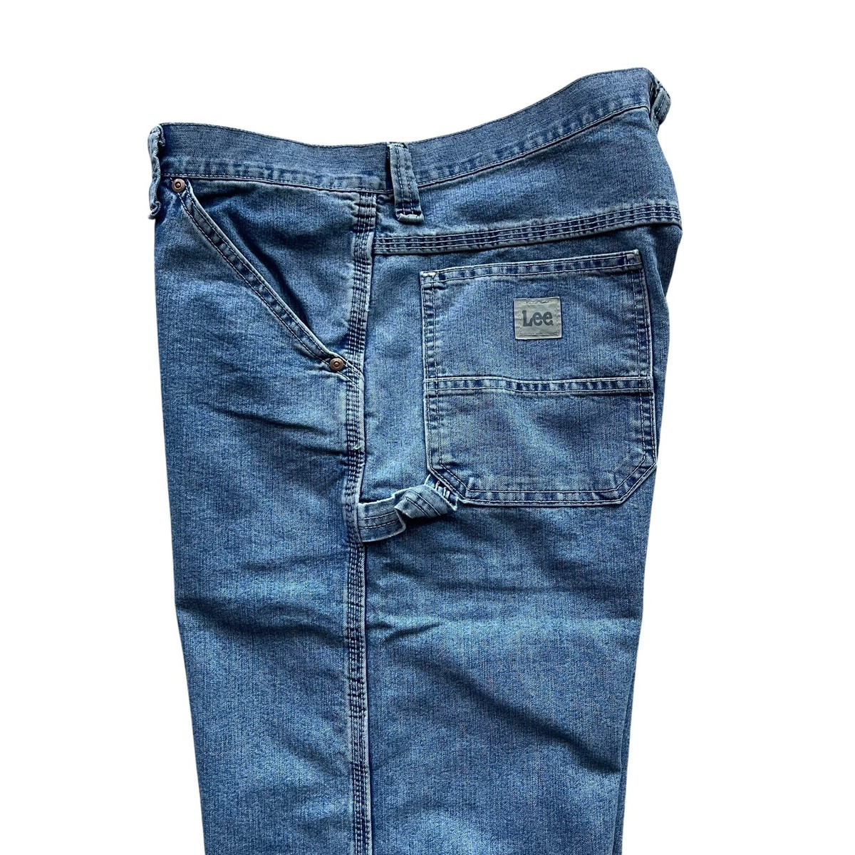 Lee Men's Light Blue Straight Leg Loose Fit Cargo Carpenter Denim