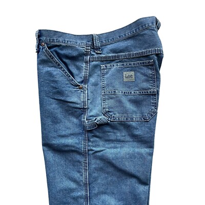 Lee Men's Light Blue Straight Leg Loose Fit Cargo Carpenter Denim