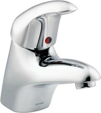 MOEN 8419F05 POLISHED CHROME 1-HOLE COMMERCIAL BATHROOM FAUCET WITH METAL DRAIN