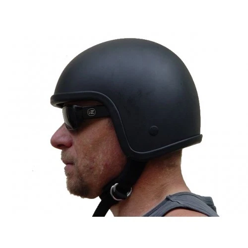 NEW MATT BLACK FIBREGLASS OPEN FACE LOWRIDER CANNONBALL NOVELTY HELMET XS - 3XL - image 2 of 2