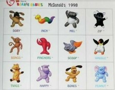 Complete SET of 12 1998 Ty Teenie Beanie Babies McDonalds Happy Meal Toys SEALED