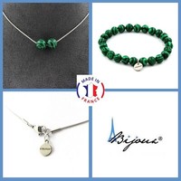Steine Und Mineralien. Schmuckset Armband Halskette 2 Perlen Malachit 8 Mm. Ch