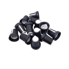 US Stock 20pcs Hi-Fi CD Volume Tone Control Potentiometer Knob 6mm Black White