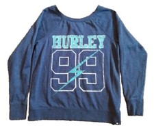 Hurley Womens M Medium Sport Block Fleece Sweatshirt Lined Blue Teal Lightning