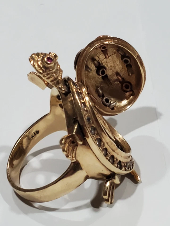 10K Solid Yellow Gold Ruby Turtle Articulated Statement Ring Sz 7.0 - Image 3 of 4