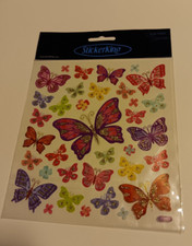 Crafts SK Stickers Butterflies Colorful Glitter Different Sizes Purple Green  