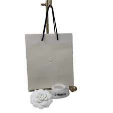 Authentic Chanel Gift Bag Shopping Small White Ribbon Flower Travel Storage