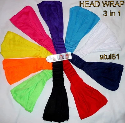 Kylie Headwrap Headband Elasticated Head Wrap Stretchy Bandana Cap 3 in 1 Access