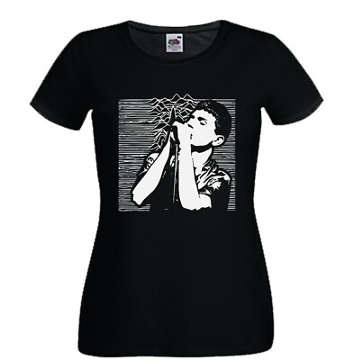 T-shirt Ian Curtis nera femminile cotone cantante rock anni 80 indie idea regalo