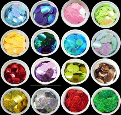 50/100 große runde 30 mm lose Pailletten 45 FARBEN - flach Nähen Borte Kostüm 1209