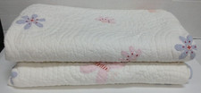 Vintage Pottery Barn Kids Flower Butterfly Quilt TWIN bed Pink Purple USED