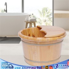 Wooden Foot Bath Barrel Soaking Bath Tub Bucket Washing Sauna Foot Basin W/Lid
