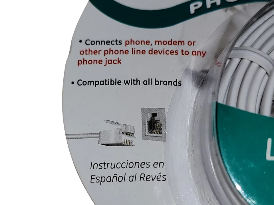 GE New White Phone Cord 7ft Telephone Wire Line General Electric #86581 - Image 3 of 4