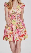 Vince Camuto Women's Pink Cotton Printed Fit & Flare Dress Size 10