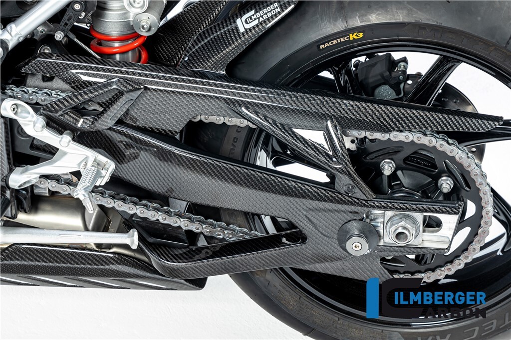 BMW S1000RR 2022 22 Ilmberger Carbon Fibre Swing Arm Covers Set With Shark Fin