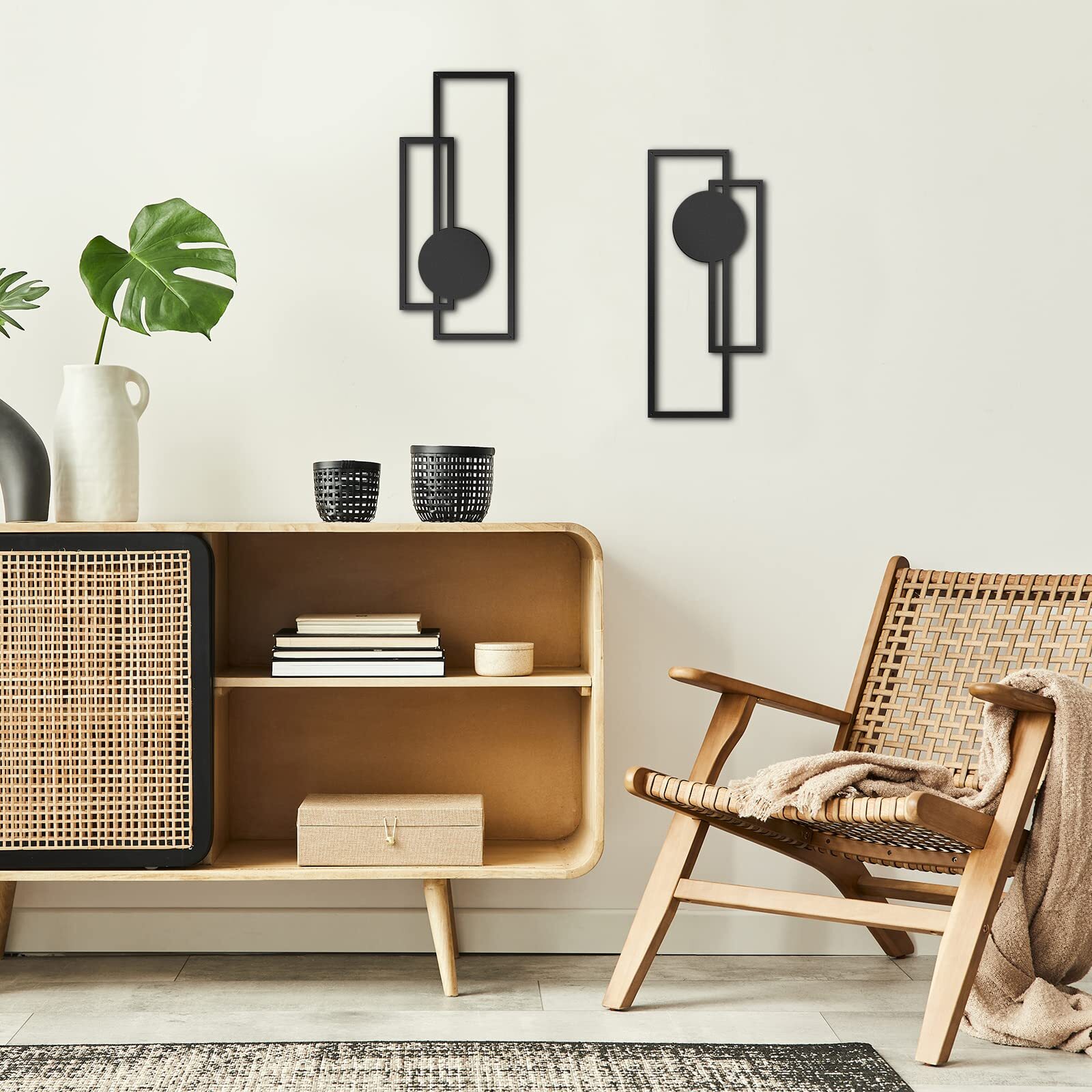 Metal Abstract Wall Art - Minimalist Geometric Decor for Living Room & Bath