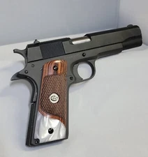 1911 Rosewood Grips with White Pearl Acrylic Accent and White Medallions