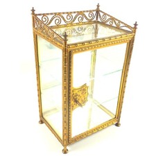 A rare antique French gilt miniature novelty Curio Cabinet Vitrine 31cm C.19thC