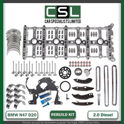 BMW MINI 1.6 2.0 N47 D20A MAIN BIG END BEARINGS CARRIER TIMING CHAIN KIT REBUILD