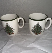 VTG Cuthbertson Original Christmas Tree Holly Mug Cup Made in England Lot of 2
