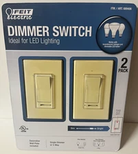 NEW 2 Pack Feit Electric Slide DIMMER SWITCH for LED Lighting Single or 3-Way