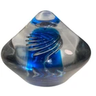 Vtg BLENKO Air Twist Glass Paperweight Cobalt blue Swirl Embedded Center Bubble