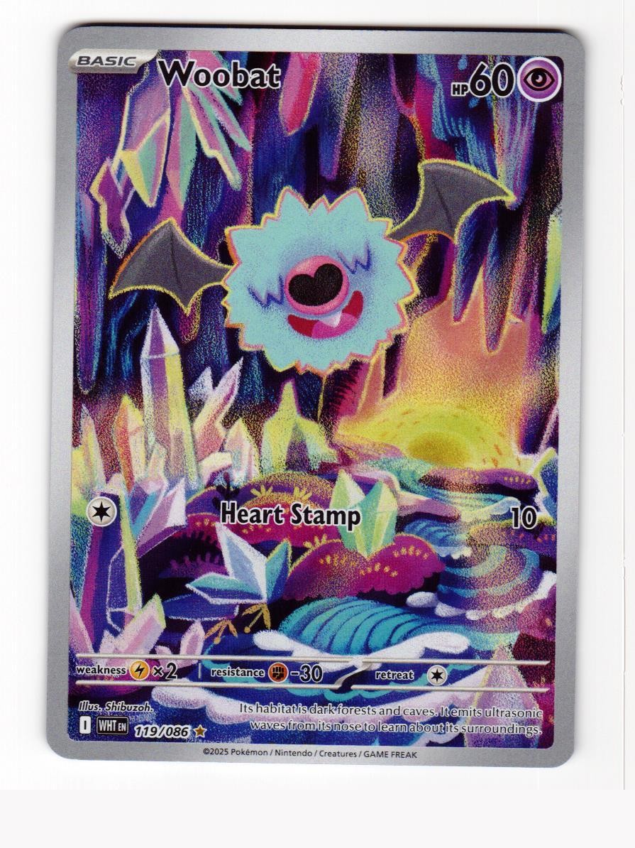 Woobat 119/086 Illustration Rare White Flare Pokemon Holo Near Mint