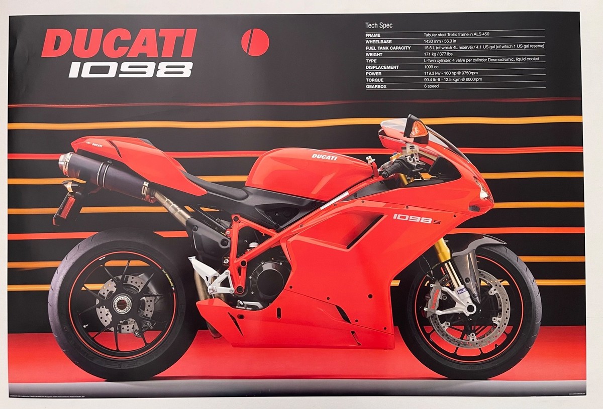 DUCATI,MOTO 1098S, RARE AUTHENTIC 2007 LICENSED POSTER | eBay