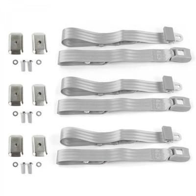 VW Type 2 Split 1949 - 1967 Standard 2pt G/G Lap Bench Blt Kit w/BKTS 3 Belts  