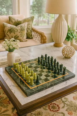 #ad Black Friday Luxury Marble Chess Set Handmade Stone Game Board Gift $394.00