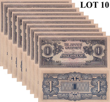 Malaya Japanese Occupation WWII 1 Dollar ND 1942 P M5c UNC FOXING Lot 10 pcs