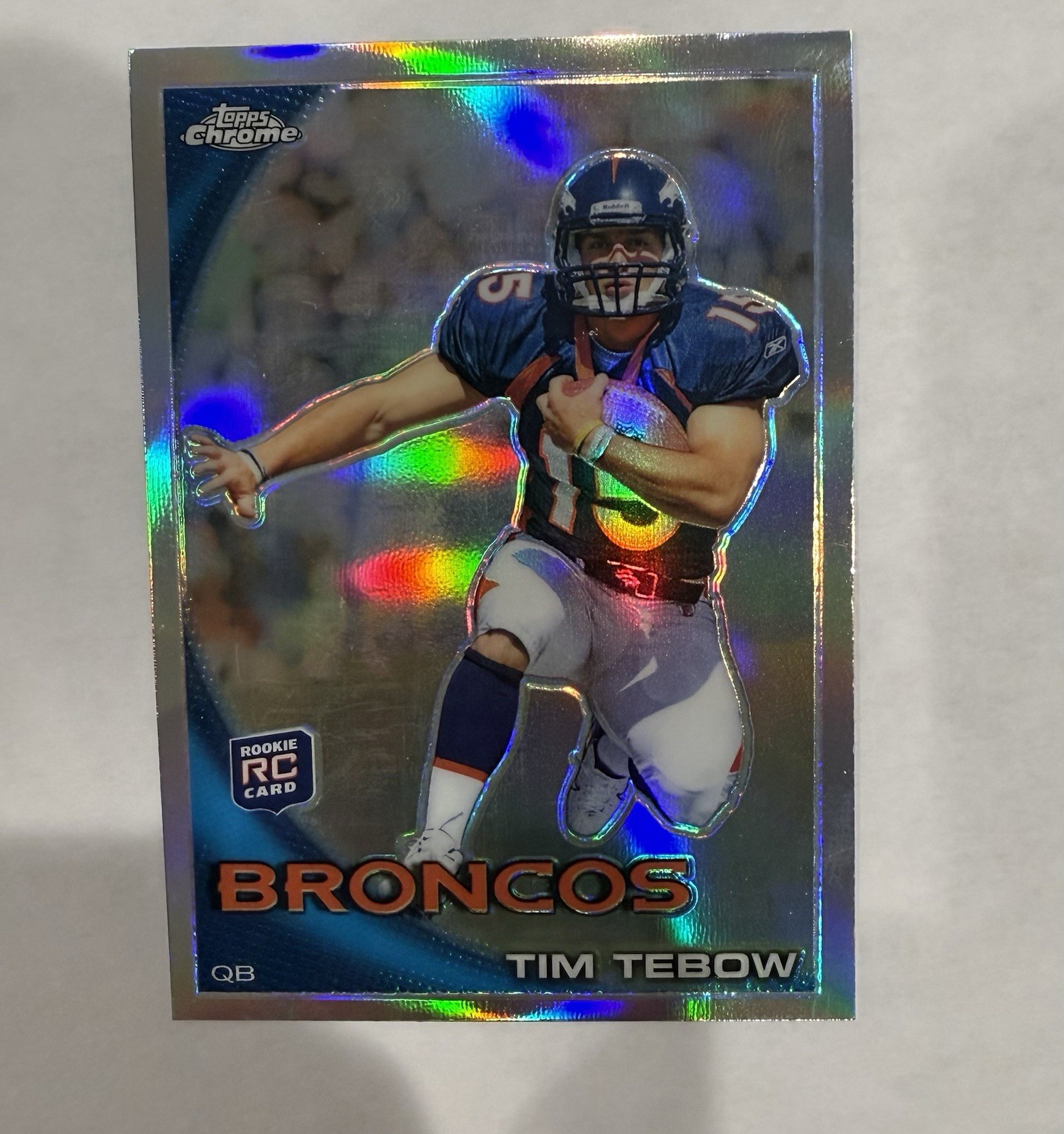2010 Topps Chrome Tim Tebow Rookie Refractor C100 Denver Broncos Football