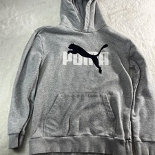 Puma Gray Logo Hoodie Boy's Size L 14/16 