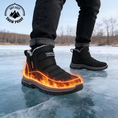 Men's Winter Ankle Snow BootsWaterproof Outdoor Warm Insulated Fur Lining Shoes