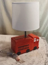 Ceramic Fire Engine Truck Lamp with White Shade