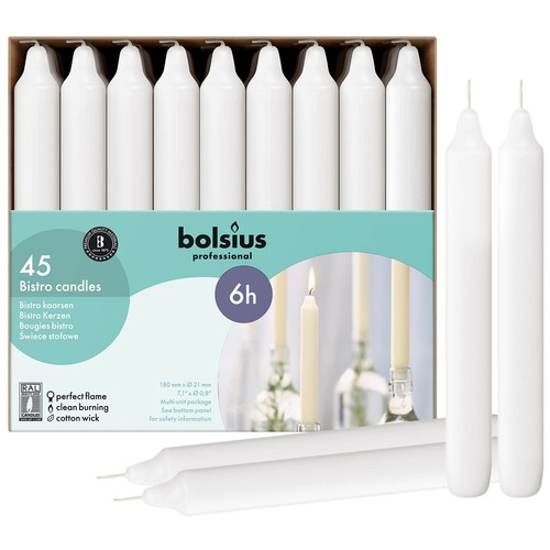 White Household Candles 7 Inch Dinner Candlesticks - 45 Count Bulk Pack - 6+ ...