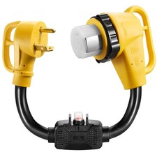 Overload Protector 30 Amp to 50 Amp RV Adapter Cord withCircuit Breaker and T...