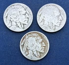 1929 Buffalo Nickels,  all Philadelphia, 3 coin lot