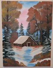 Original Landscape Oil Painting on Canvas (Bob Ross Style) 18" x 24" - Signed