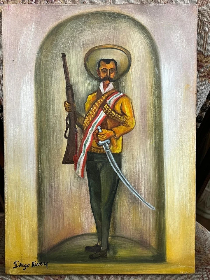 Diego Rivera - Increíble pintura al óleo - Estampada - Firmada - A1 Foto 2 de 4