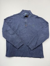 Polo Ralph Lauren Sweater Mens Large Blue Quarter Zip Mock Neck Cotton Pullover