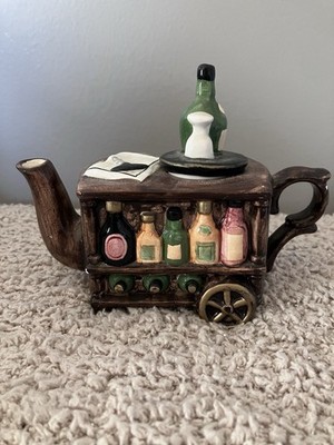 Vintage Mini World Bazaar Ceramic Wine Cart Teapot