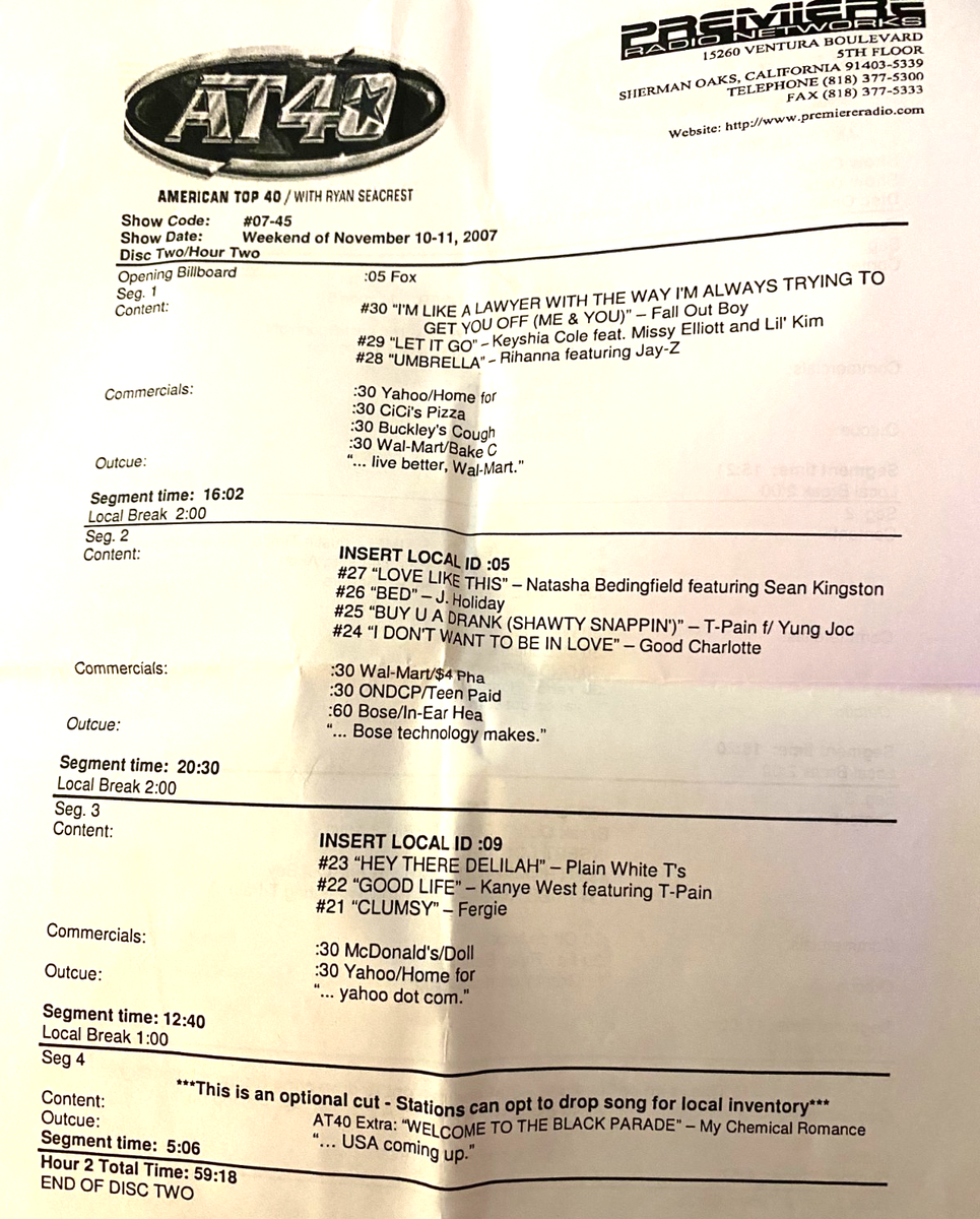 11/10/07 RYAN SEACREST AT40 (SATURDAY VERSION): SOULJA BOY,PLAIN