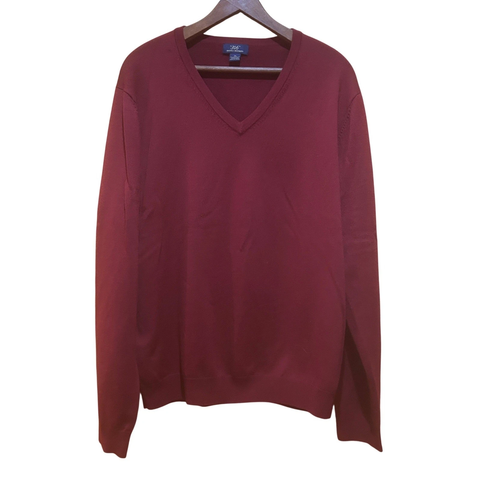 Brooks Brothers 346 Merino Wool Blend Sweater Mens XL Wine Red Preppy Old Money